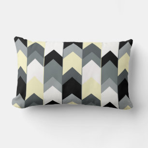 Negro, gris, amarillo chevron lanzar almohada