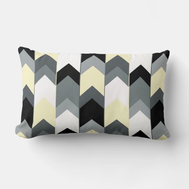 Negro, gris, amarillo chevron lanzar almohada (Anverso)