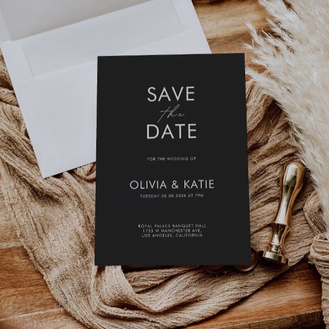 Negro Guardar la plantilla de fecha (Black Save the Date Template)