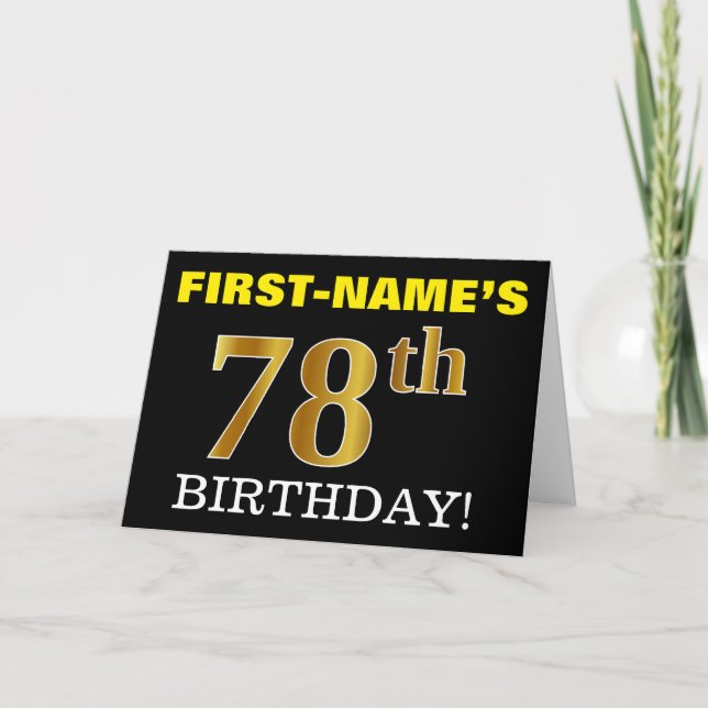 Negro, Imitación de Oro Tarjeta de "78º CUMPLEAÑOS (Anverso)