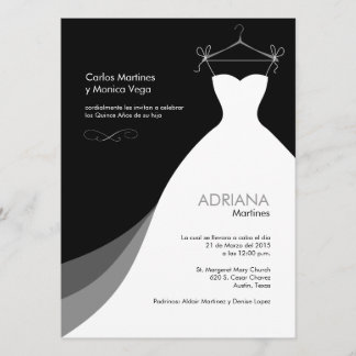 Negro Invitaciones de Quinceañera Vestido