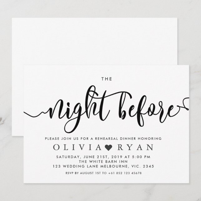 Negro la noche anterior a la invitación (Anverso / Reverso)