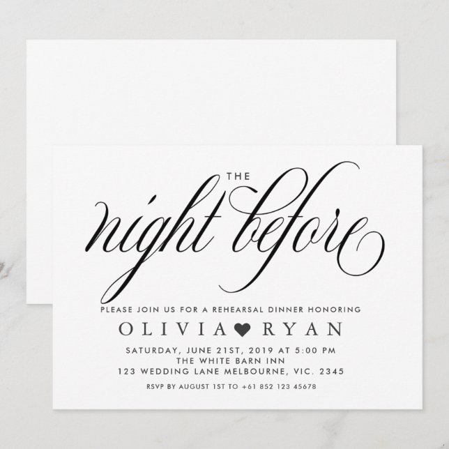 Negro la noche anterior a la invitación (Anverso / Reverso)