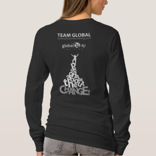 Negro largo de la camiseta de la manga de las