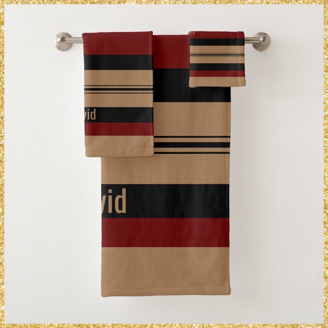 Negro Masculino Rojo y Dorado Negrita a rayas (Bookmark my store! https://www.zazzle.com/store/capricepetit)