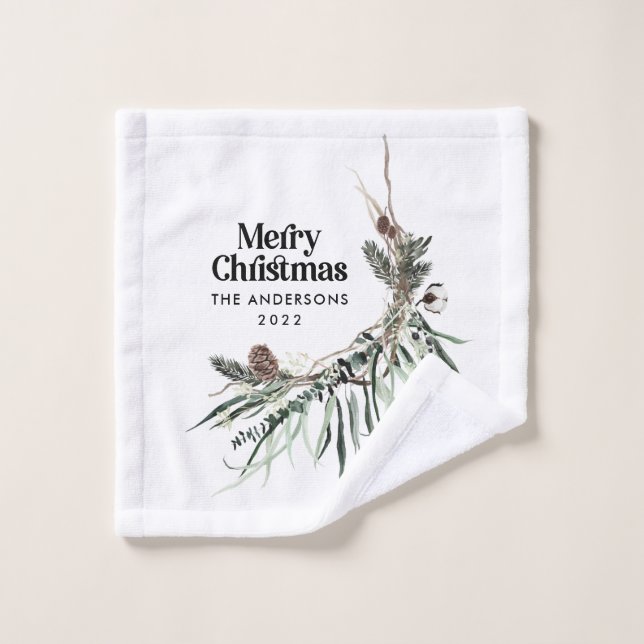 Negro moderno y elegante acuarela botánico rústico (Toallita)