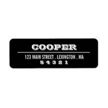 Negro negrita moderno | Etiqueta de dirección blan