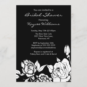 Negro nupcial floral elegante de la invitación de