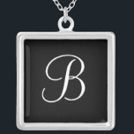 Negro pendiente elegante de los collares del<br><div class="desc">Collares elegantes del colgante del monograma. "Personalizar selecto él" para cambiar la letra,  el color,  el color de fondo y la fuente para personalizar su collar pendiente,  incluyendo el adición del texto adicional. Hace un regalo perfecto.</div>
