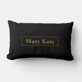 Negro personalizado con nombre de oro almohada lum