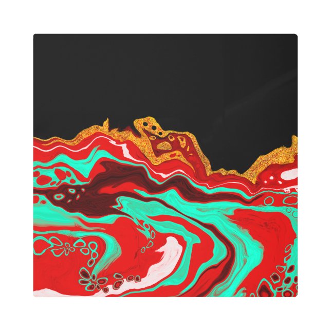 Negro personalizado, oro, borgoña, arte de mármol (Anverso)