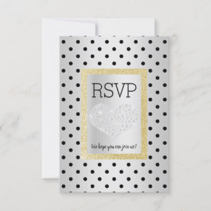 Negro Plata SPOT Corazón Dorado RSVP simple elegan