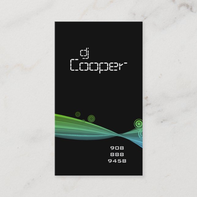 Negro retro del verde azul de la tarjeta de visita (Anverso)