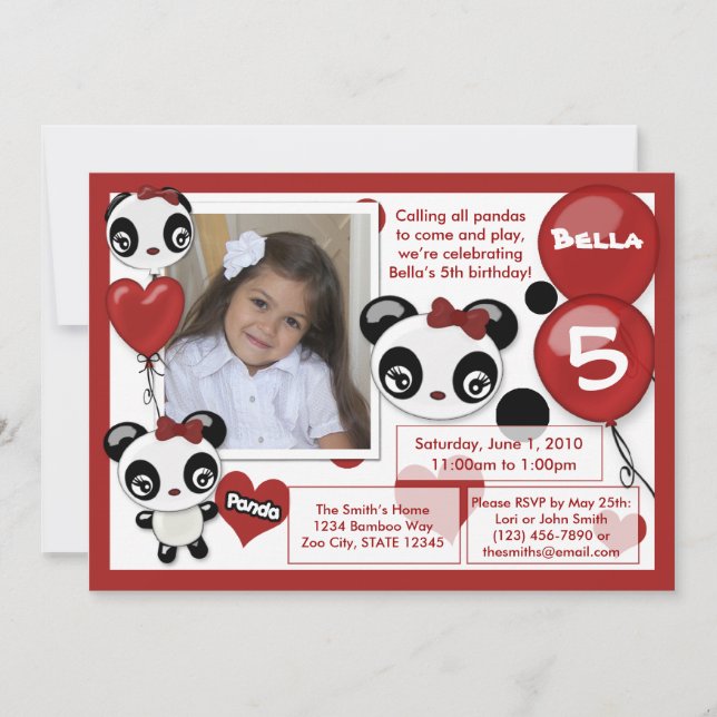 Negro rojo de la invitación del cumpleaños de la (Anverso)