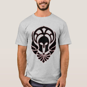 Negro/rojo griegos de la camiseta del guerrero