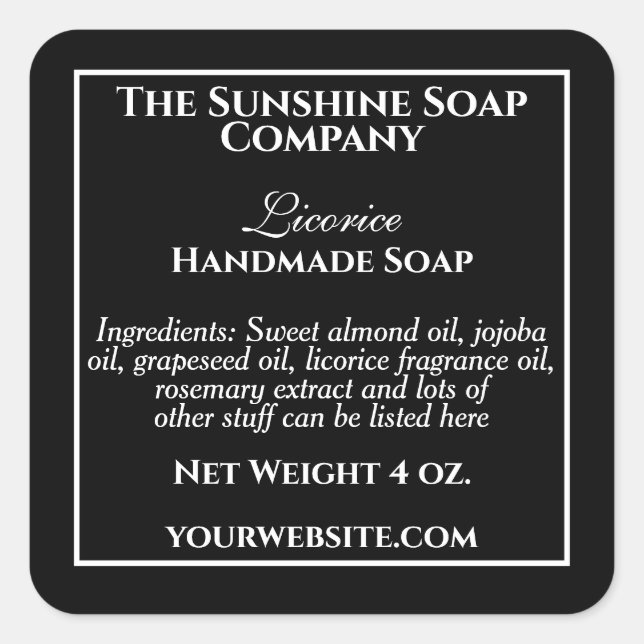 Negro simple con etiqueta cosmética de texto blanc (Anverso)