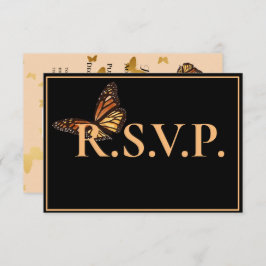 Negro simple con mariposa monarca QRC RSVP