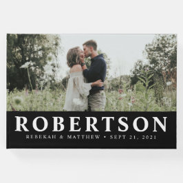 Negro simple y elegante | Libro de invitados fotog