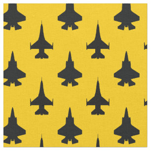 Negro sobre la tela de patrón F16 y F35 amarillo