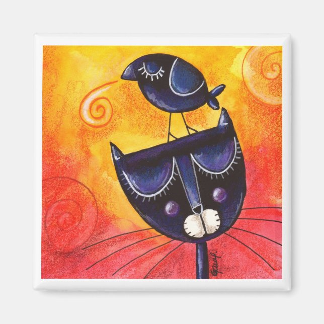 Negro sobre negro - imán cuadrado (Frente)