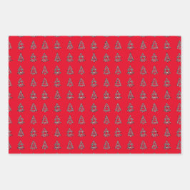 Negro Sobre Papel De Envoltura De Árbol Rojo