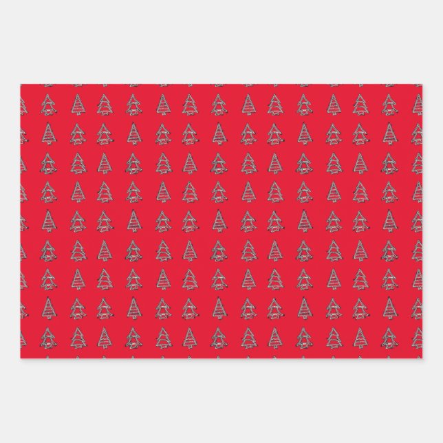 Negro Sobre Papel De Envoltura De Árbol Rojo (Anverso)