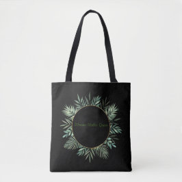 NEGRO VERDE DE FLORES CON BOLSA DE TOTE DE DEDICAC