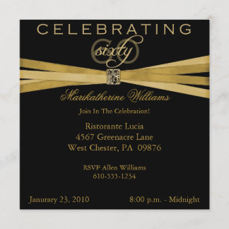 Negro y 60.as invitaciones de la fiesta de