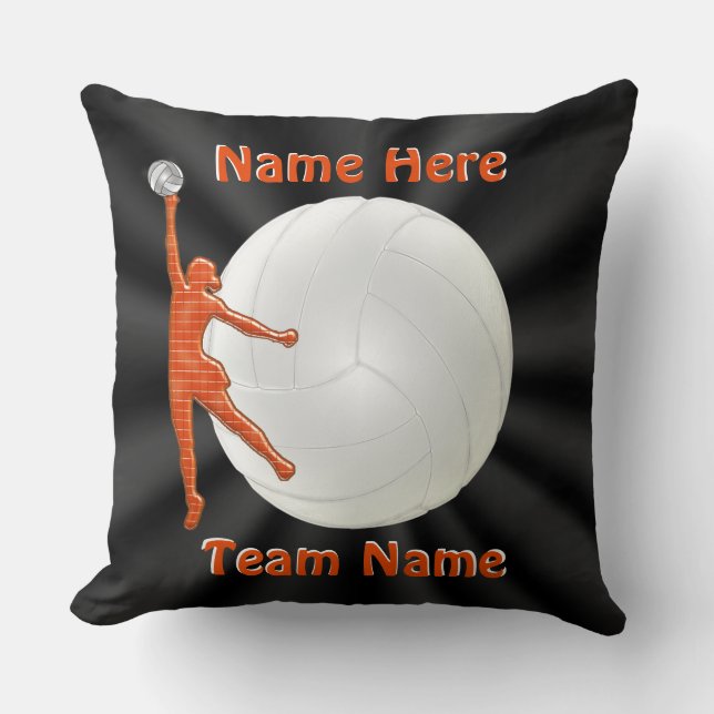 Negro y almohada personalizada naranja del (Anverso)