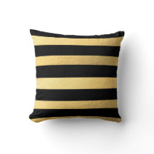 Negro y almohada rayada del oro