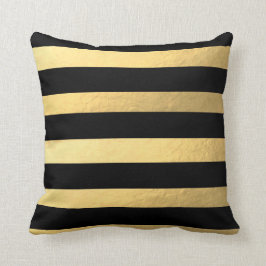 Negro y almohada rayada del oro