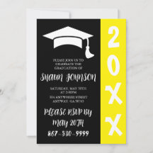 Negro y amarillo con tapa Invitación a graduación