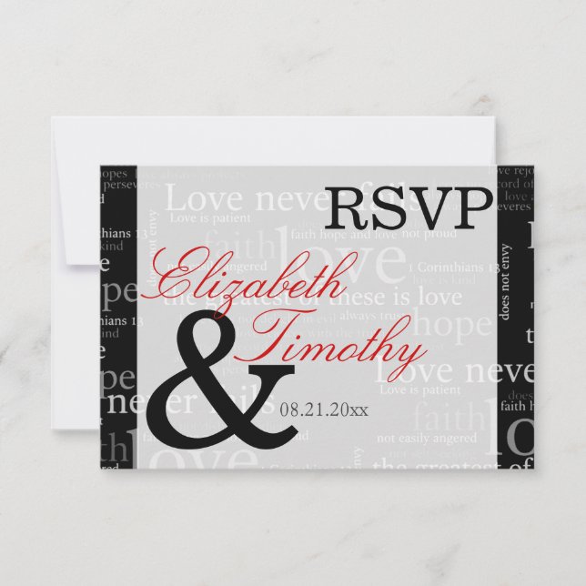 Negro y Blanco 1 Corintios 13 Tarjeta de Respuesta (Anverso)