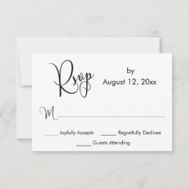 Negro y Blanco Caligrafía Elaborada Simple RSVP