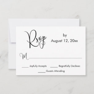 Negro y Blanco Caligrafía Elaborada Simple RSVP