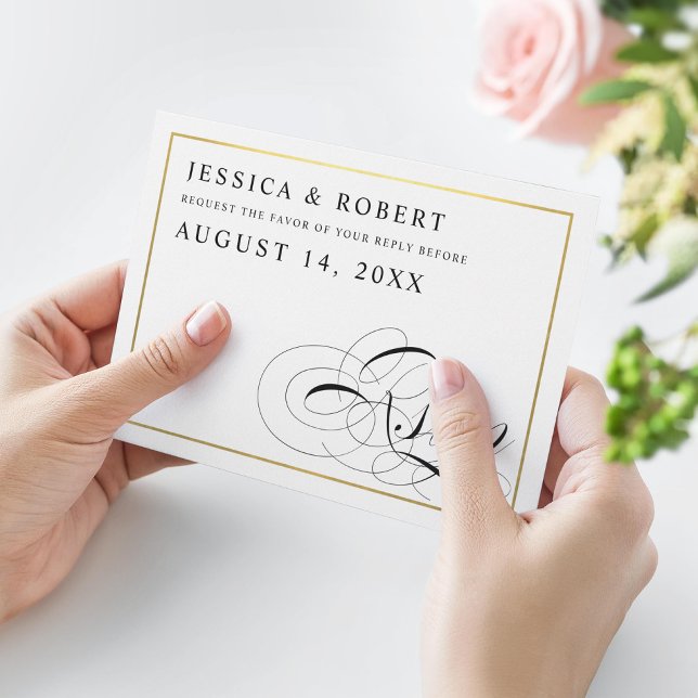 Negro y blanco con tarjeta RSVP de Boda de Oro (Subido por el creador)
