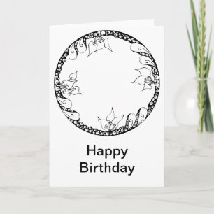 Negro y blanco de la tarjeta de cumpleaños
