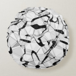 Negro y blanco en movimiento en el cojín redondo