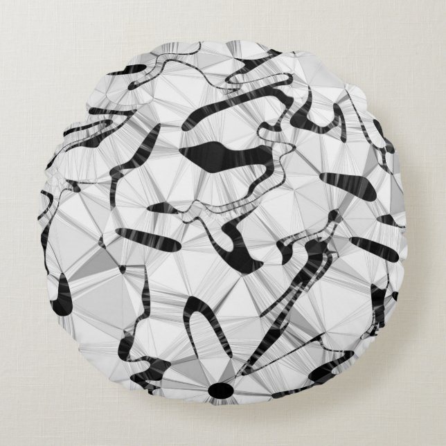 Negro y blanco en movimiento en el cojín redondo (Anverso)