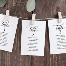 Negro y Blanco, Tarjetas de Plan de Asientos con N
