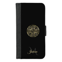 Negro y caja céltica de la cartera del iPhone del