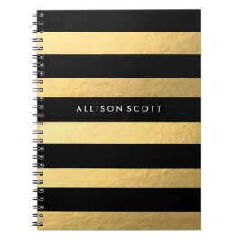 Negro y cuaderno personalizado oro
