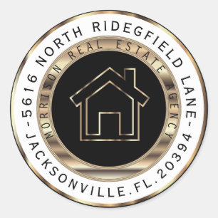 Negro y etiquetas de dirección metalizado del