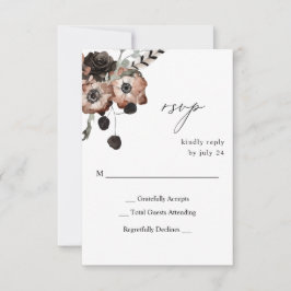 Negro y floral natural boho sin RSVP de comida