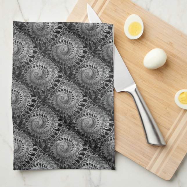 Negro y gris abstracto - toalla de cocina (Doblado Cuarto)