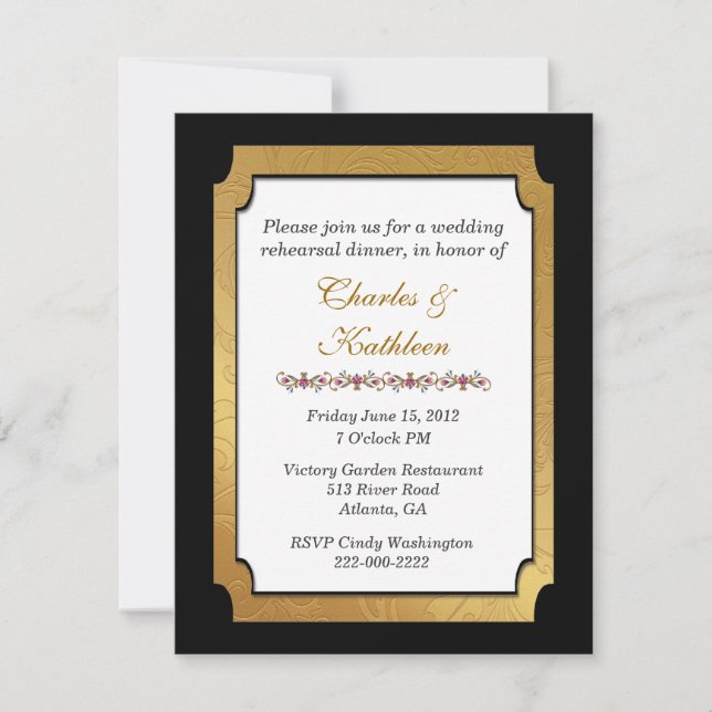 Negro y invitación de la cena del ensayo de la (Anverso)