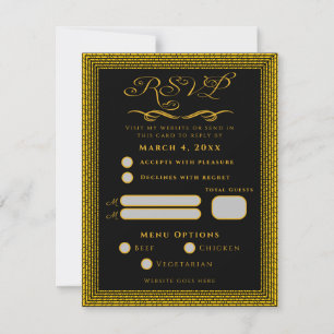 Negro y oro con elementos decorativos Tarjeta RSVP