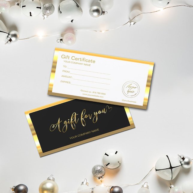 Negro Y Oro Modernos | Certificado de regalo de lo (Subido por el creador)