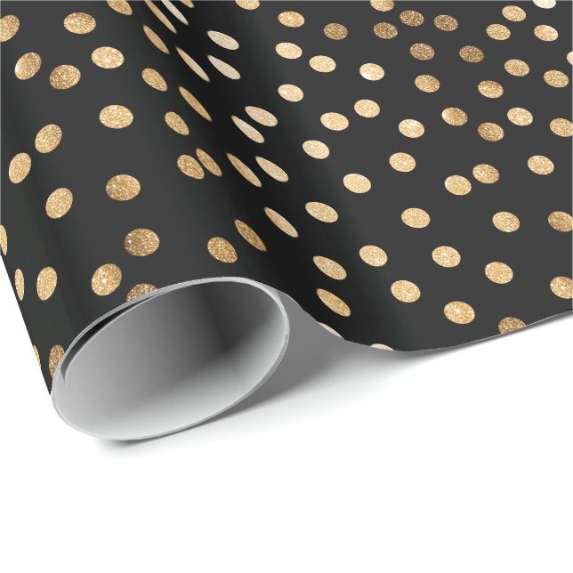 Negro y papel de embalaje de los puntos de la (Esquina del rollo)
