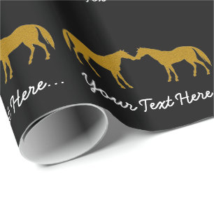 Negro y papel de regalo personalizado caballo del